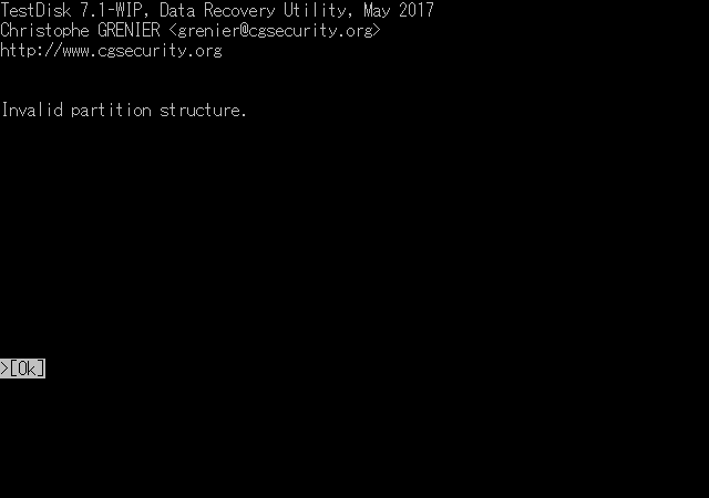 Invalid partition structure. - TestDisk