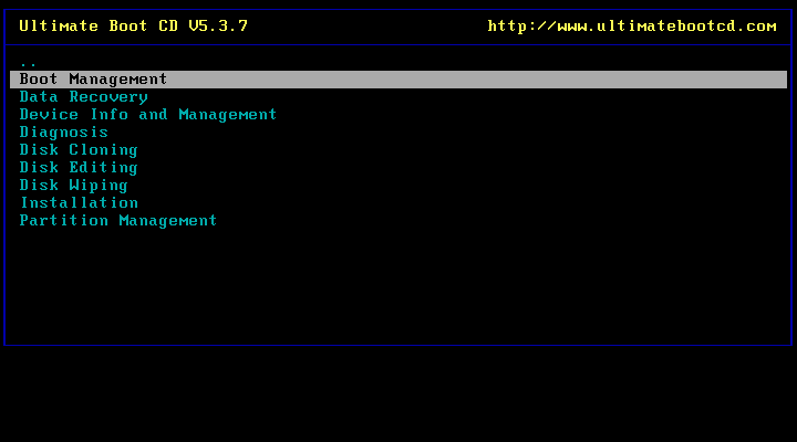Ultimate Boot CD - Boot Management